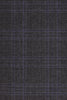 Guabello Dark cool grey glen plaid w- blue fancy overchecks